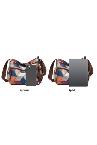 Hnedá taška cez rameno s farebným vzorom z imitácia kože Veľkosť 20*26*10cm Bonluo