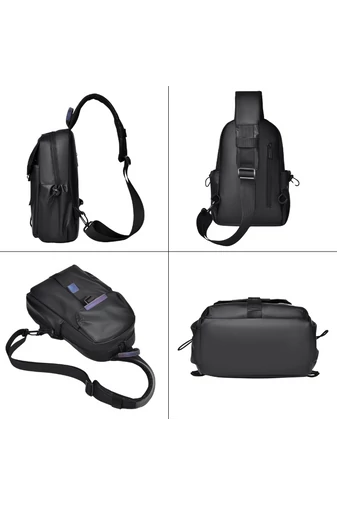 Tmavosivá crossbody taška Bonluo pre mužov vyrobená z nepremokavého materiálu Veľkosť 30*18*10cm
