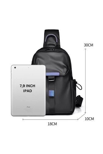 Tmavosivá crossbody taška Bonluo pre mužov vyrobená z nepremokavého materiálu Veľkosť 30*18*10cm