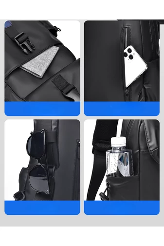 Tmavosivá crossbody taška Bonluo pre mužov vyrobená z nepremokavého materiálu Veľkosť 30*18*10cm