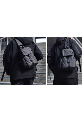 Tmavosivá crossbody taška Bonluo pre mužov vyrobená z nepremokavého materiálu Veľkosť 30*18*10cm