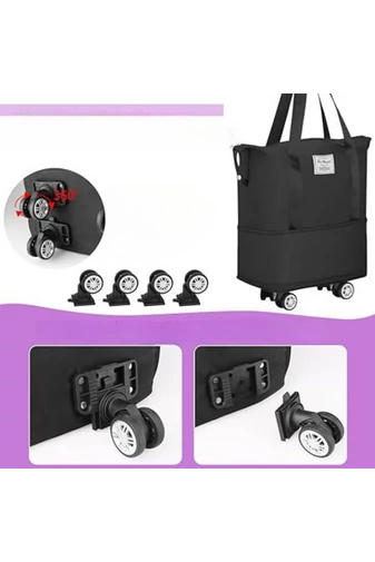 Bonluo Tmavomodrá cestovná taška s odnímateľnými kolieskami, rozmery Wizz Air (40x30x20) prémiovej kvality