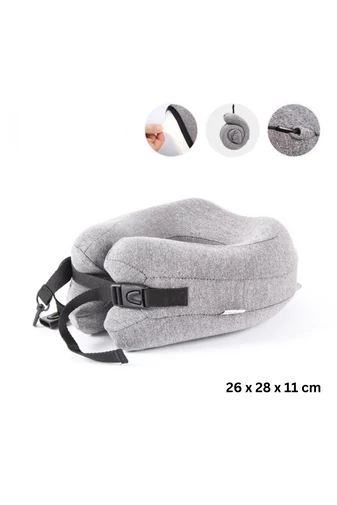 Bonluo Sivý cestovný vankúš na krk z pamäťovej peny 26*28cm