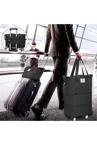 Bonluo Tmavomodrá cestovná taška s odnímateľnými kolieskami, rozmery Wizz Air (40x30x20) prémiovej kvality