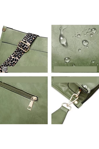 Bonluo Dámska zelená crossbody taška cez rameno z ekologickej kože (30x27x8cm)