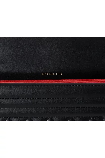 Bonluo elegantná čierna taška z umelej kože cez rameno (15*23*10cm)