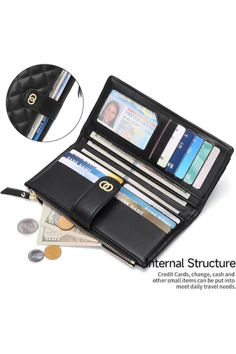 Elegantná čierna dámska peňaženka Bonluo z imitácie kože s RFID ochranou a viacerými priehradkami Veľkosť 19*10*2cm