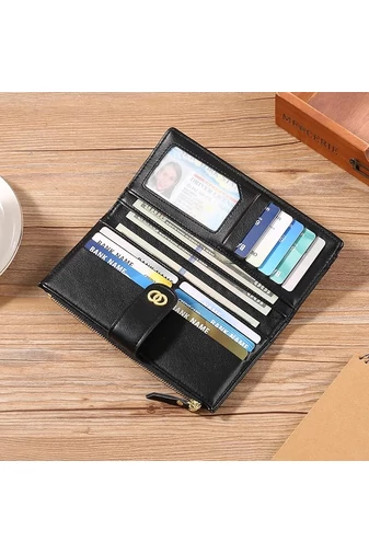 Elegantná čierna dámska peňaženka Bonluo z imitácie kože s RFID ochranou a viacerými priehradkami Veľkosť 19*10*2cm