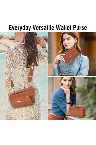 Hnedá Crossbody kabelka/peňaženka 2v1 Bonluo z imitácie kože pripojenou mini peňaženkou veľkosť 11*19*7cm