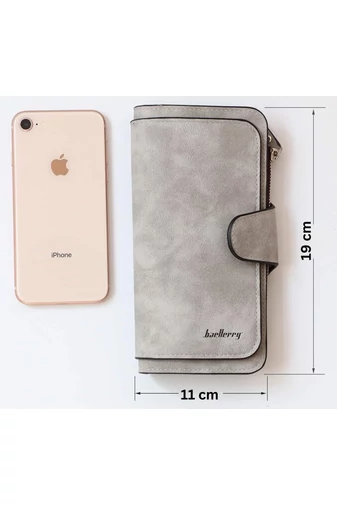 Sivá Elegantná dámska multifunkčná peňaženka Bonluo z imitácie kože Veľkosť 19*11*2,5cm