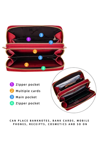 Čierna multifunkčná crossbody kabelka/peňaženka z imitácie kože s dvoma priehradkami Elegantný dizajn 12*20*5cm