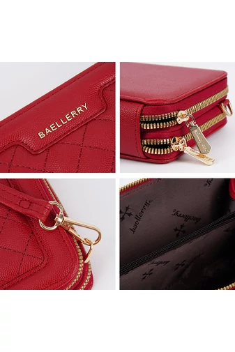 Čierna multifunkčná crossbody kabelka/peňaženka z imitácie kože s dvoma priehradkami Elegantný dizajn 12*20*5cm