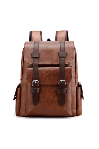 Pánsky hnedý batoh z umelej kože s priestorom pre 15,6-palcový notebook (38*34*12cm)