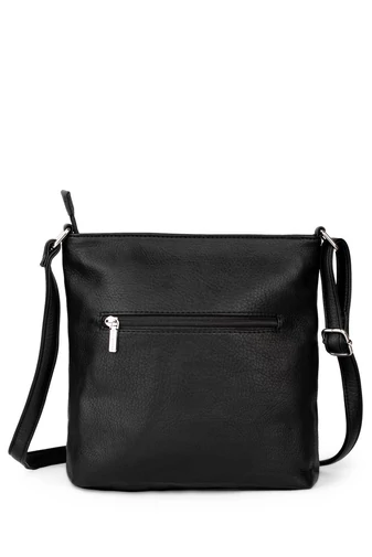 Silvia Rosa Čierna Crossbody kabelka z ekologickej kože s priestranným vnútrom (28*28*6cm)