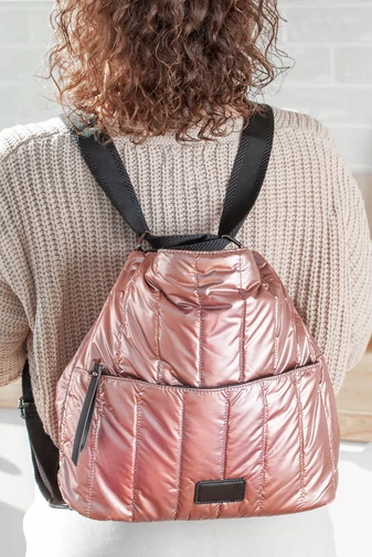 Ružová Taška cez rameno a ruksak 2v1 prešívaná látka Veľkosť 34*35*13cm