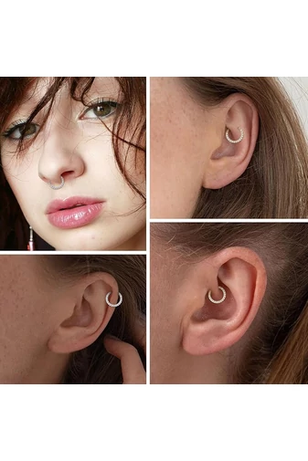 Strieborný piercing z nehrdzavejúcej ocele 316L s plochými kamienkami vhodné do nosa a ucha