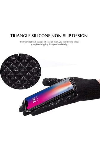 Unisex čierne háčkované rukavice Bonluo Veľkosť L