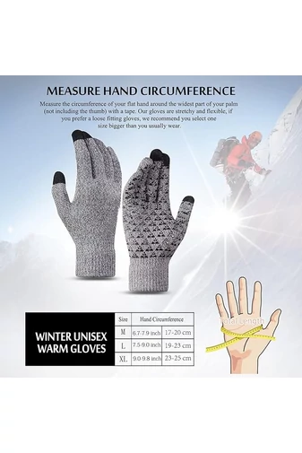 Unisex sivé háčkované rukavice Bonluo Veľkosť XL