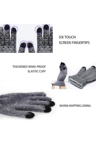 Unisex sivé háčkované rukavice Bonluo Veľkosť XL