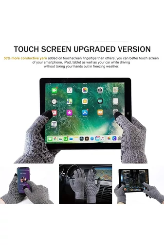 Unisex sivé háčkované rukavice Bonluo Veľkosť XL