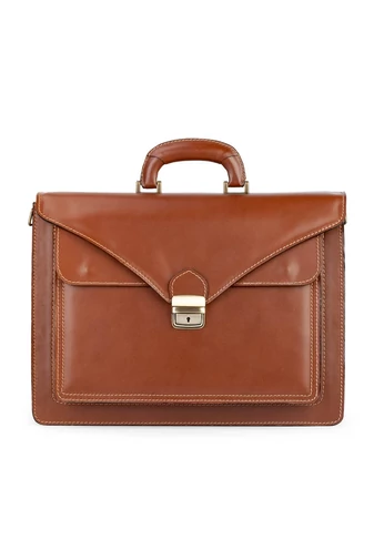 Maxmoda Veľká Unisex hnedá aktovka z pravej kože (40*30*15cm)