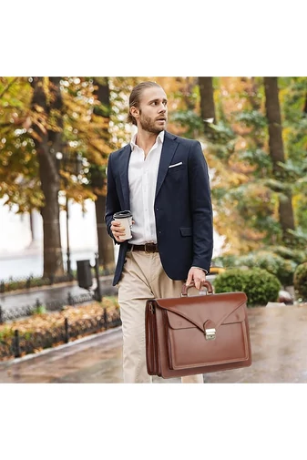 Maxmoda Veľká Unisex čierna aktovka z pravej kože (40*30*15cm)