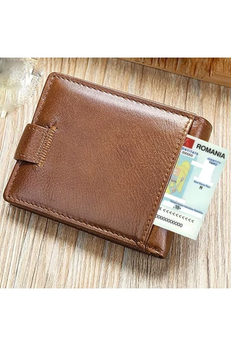 Pánska Peňaženka z pravej kože Hnedá Bonluo rozšíriteľná 11,5 x 9,5 x 1,5 cm