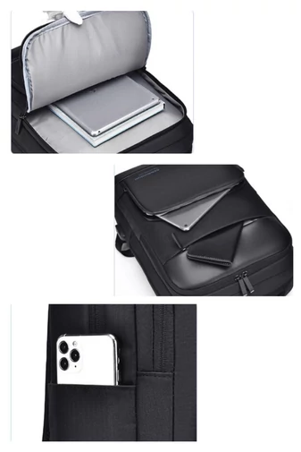 Bonluo čierny batoh s viacerými vreckami a USB priestorom Veľkosť Wizz-air (40x20x30cm)