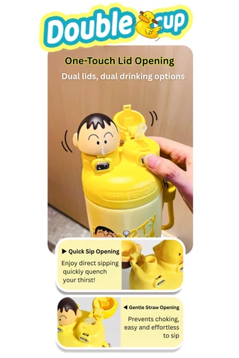 Termofľaša 620ml strieborná s animovanými vzormi vyrobená z nehrdzavejúcej ocele 316, možnosť dvojitého pitia