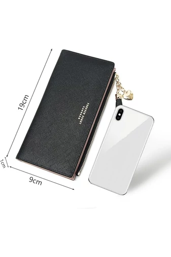 Dámska Peňaženka Elegantná s 12 priehradkami na karty vyrobená z PU kože Čierna 19*9*1cm