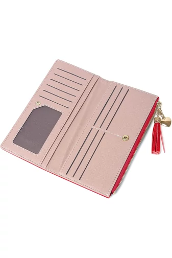 Dámska Peňaženka Elegantná s 12 priehradkami na karty vyrobená z PU kože Červená 19*9*1cm