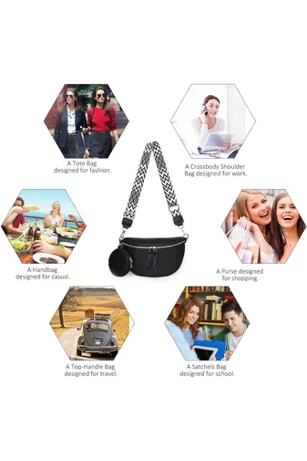 Crossbody kabelka z pravej kože s odnímateľnou peňaženkou Čierna Univerzálna Bonluo 26*15*cm 