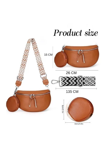 Crossbody kabelka z pravej kože s odnímateľnou peňaženkou Hnedá Univerzálna Bonluo 26*15*cm 