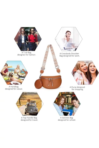 Crossbody kabelka z pravej kože s odnímateľnou peňaženkou Hnedá Univerzálna Bonluo 26*15*cm 