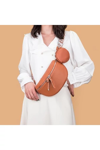 Crossbody kabelka z pravej kože s odnímateľnou peňaženkou Hnedá Univerzálna Bonluo 26*15*cm 