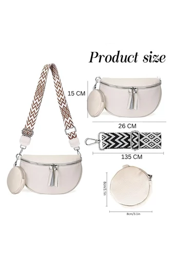 Crossbody kabelka z pravej kože s odnímateľnou peňaženkou Biela Univerzálna Bonluo 26*15*cm 