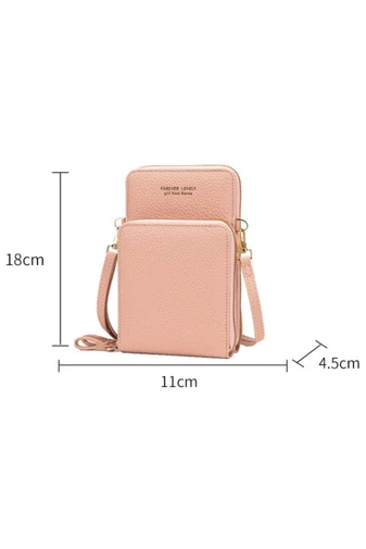 Crossbody Kabelka na peňaženku z Ekokože Ružová Bonluo s dotykovým priestorom pre telefón 18*11*4,5 cm