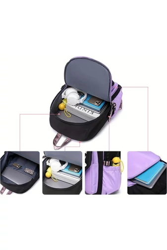 Multifunkčný Školský Ruksak s Priehradkou na Laptop 15,6'' Fialovo-Čierny 44×31×15cm