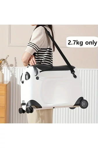 Detský Kufor 2v1 s Prenosnou Stoličkou z PP v Tvare Pandy Čierno-Biely 37×53×24cm