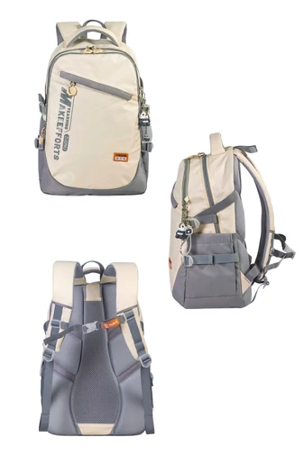 Ruksak Prémiový Unisex Do Školy a Cestovanie z Ergonomickej Oxford tkaniny ZUONU Béžový s Oranžovou 46x31x20cm