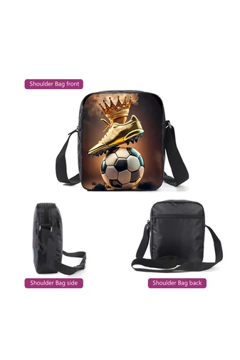 Školský Set Pre Chlapcov s Motívom Futbalovej lopty, Čierna, 3ks