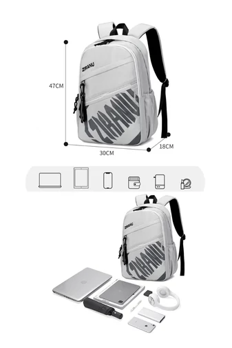 Multifunkčný Unisex Ruksak s Priestorom na 14&quot; Notebook, Čierny, 47×30×18cm