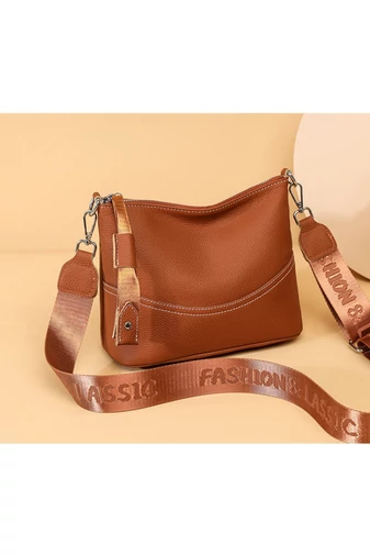 Crossbody Taška z Pravej Kože, Elegantná, Praktická, Nepremokavá, Hnedá 23×19×13cm