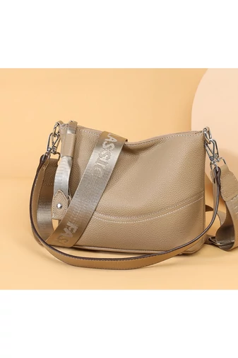 Crossbody Taška z Pravej Kože, Elegantná, Praktická, Nepremokavá, Khaki 23×19×13cm
