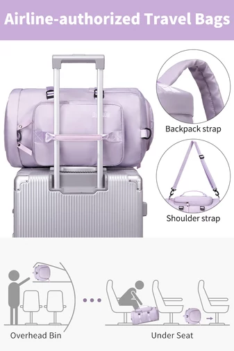 Bonluo fialová cestovná taška / batoh z nepremokavého materiálu, rozmery Wizzair (40*30*20cm) prémiová kvalita