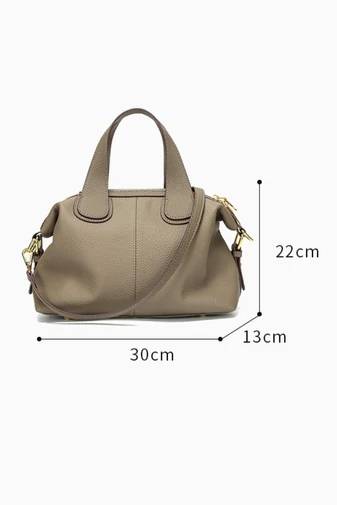 Multifunkčná Kabelka do Ruky z Pravej Kože, Elegantná, Bonluo, Khaki 22×30×13cm