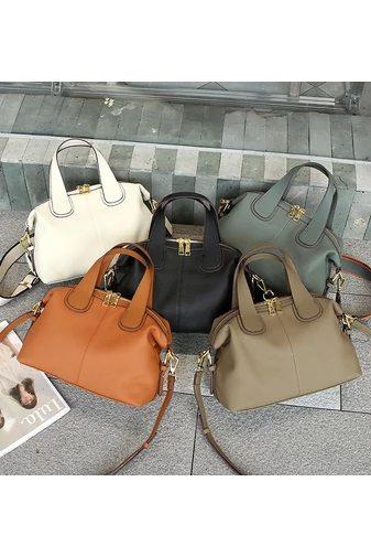 Multifunkčná Kabelka do Ruky z Pravej Kože, Elegantná, Bonluo, Khaki 22×30×13cm