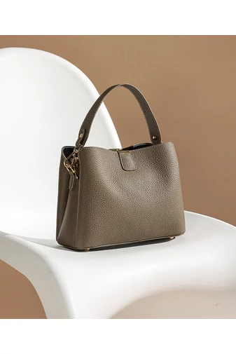 Kabelka na rameno/Crossbody Kabelka 2v1 z Pravej Kože, Kompaktná, Elegantná, Bonluo, Khaki 18×25×11cm