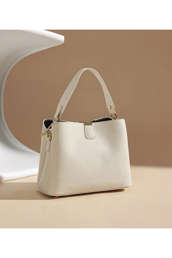 Kabelka na rameno/Crossbody Kabelka 2v1 z Pravej Kože, Kompaktná, Elegantná, Bonluo, Biela 18×25×11cm