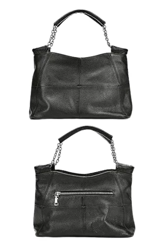 Kabelka do Ruky z Pravej Kože, Elegantná, Kompaktná, Čierna 16,5×26,5×13cm